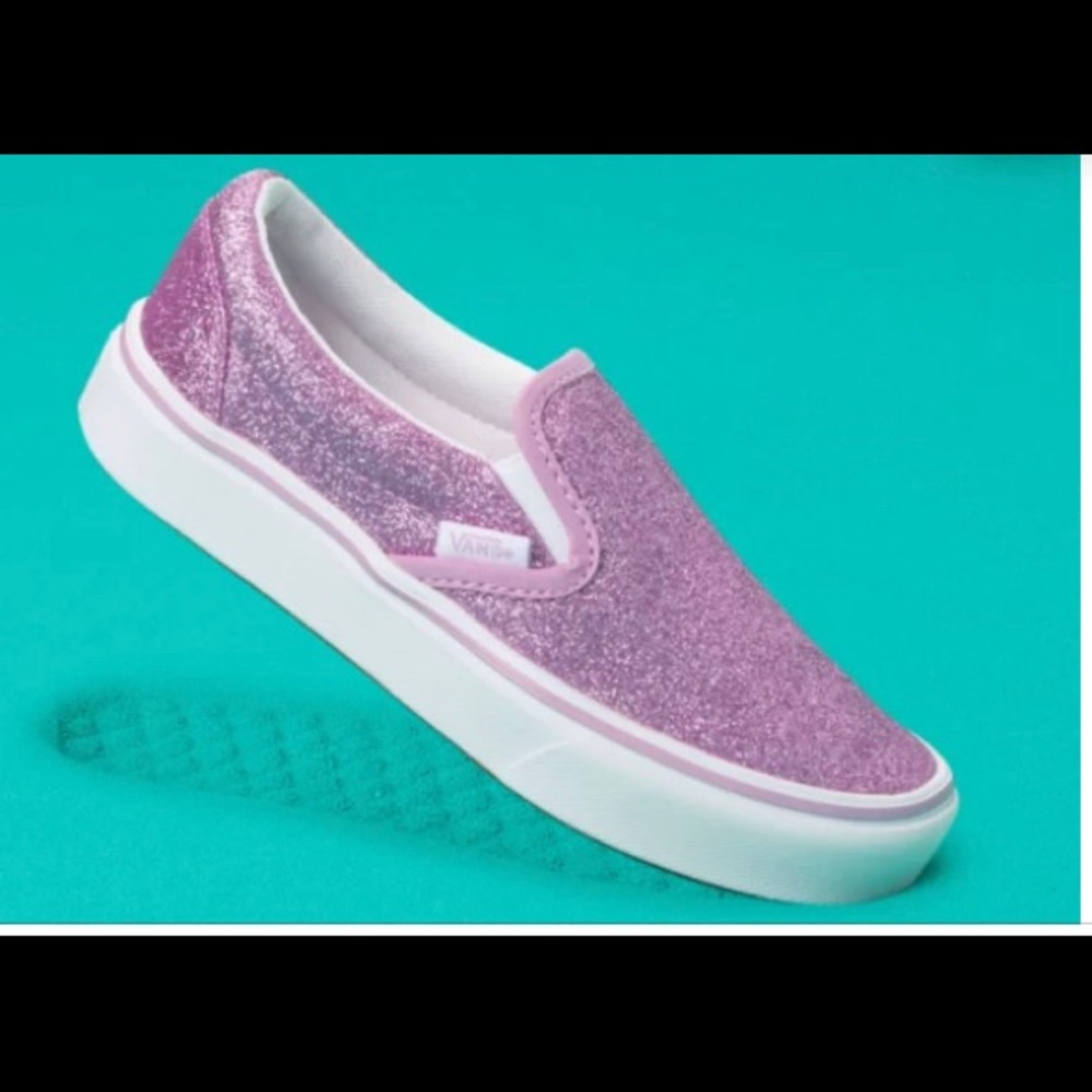 Kids Glitter Comfychush Slip On Vans Sz 13 VGUC